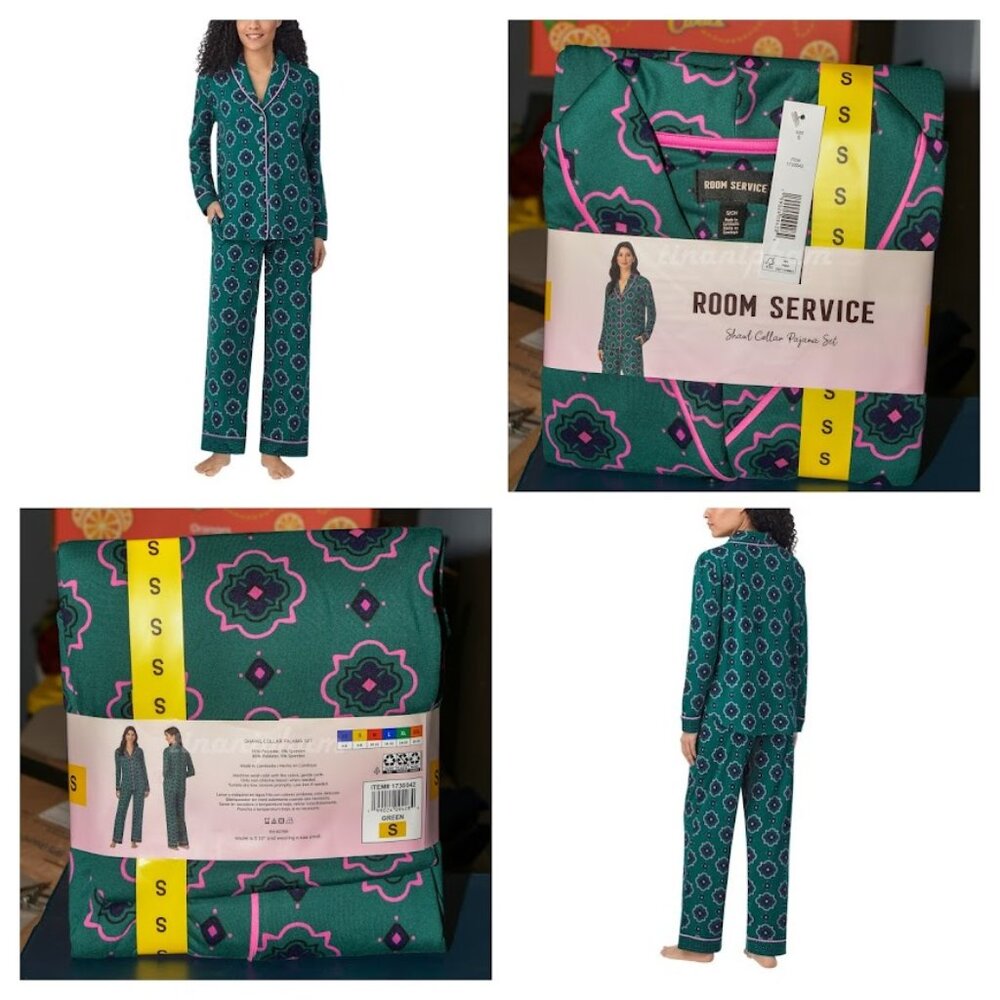 Room Service Women's Shawl Collar Pajama Set